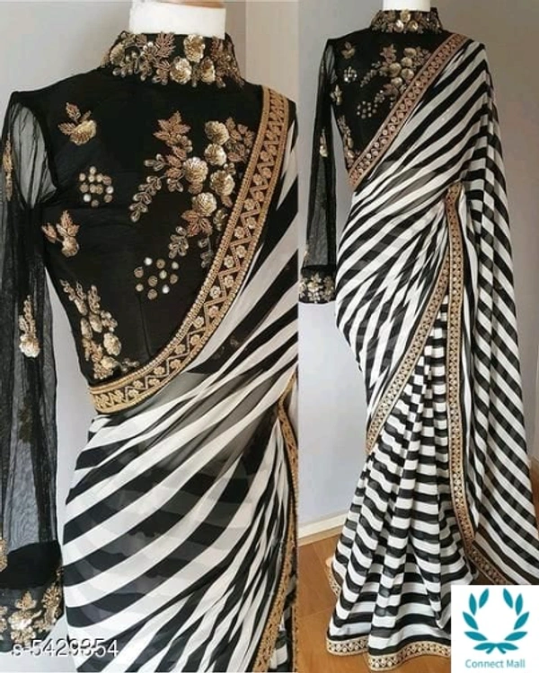 Diva Stunning Women's Sarees  - Saree Fabric:Georgeete Blouse Fabric: Banarsi Silk, Printed, Pack of:1